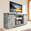 Wood Farmhouse Sliding X Barn Door TV Stand up to 65