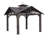 Wood Looking Hand Paint Metal Square Semi-Permanent Gazebo with Steel Roof on Sale At Lowe’s