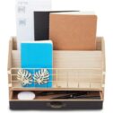Wooden Desktop Organizer with Drawers, Wood Storage Holder for Office Desk Accessories Supplies, 11