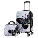 World Traveler Butterfly 2-Piece Hardside Carry-on Spinner Luggage Set (14