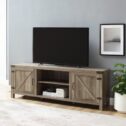 Woven Paths Farmhouse Barn Door TV Stand for TVs up to 80
