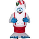 XIYUNDA Christmas Airblown Inflatable Bumble in Suspenders Rudolph, 3.5 ft Tall, White