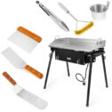 XtremepowerUS 9PC Outdoor Camping Griddle Stove Flat Pan Griddle 2-Adjustable Burner +Carrying Bag