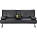 Yaheetech Futon Couch Bed, Reclining Futon Sofa Couch Lounger Sleeper Furniture w/Chrome Legs - Black