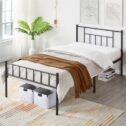 Yaheetech Twin Size Metal Bed Frame with Headboard & Footboard and Mattress Foundation, Black