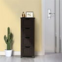 Yaheetech 4 Drawers Wooden Bathroom Floor Cabinet Side Storage Organizer Free-Standing Cabinet, Espresso