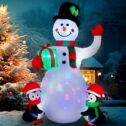 Yexmas 6.3FT Christmas Inflatable Snowman with Penguins Gift Box, Blowup Christmas Decoration with LED Lights for Holiday/Party/Xmas/Yard/Garden Decorations