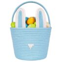 YHRY Blue Easter Baskets for Easter Eggs Hunt, Boys Easter Basket Lovely Bunny Basket Colorful Woven Basket First Easter Gifts...