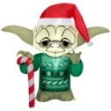 Yoda Wearing an Ugly Christmas Green Sweater, 3.2 Feet Tall