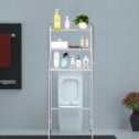 Zimtown 3-Tier Bathroom Over The Toilet Space Saver, Bathroom Tower Shelf Corner Stand Storage Organizer, White