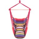 Zimtown Hanging Cotton Canvas Hammock Chair Porch Swing (Rainbow)