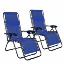Zimtown Outdoor Zero Gravity Chair - Set of 2, Lounge Recliner, Blue