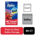 Ziploc Brand Storage Gallon Bags, Large Storage Bags for Food, 80 Count