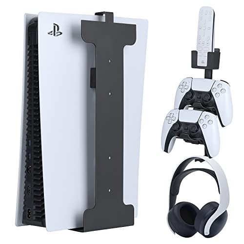 ZTWAMIN Wall Mount for PS5 - Mount on Wall Behind TV, Controller Holder Wall Stand Shelf for Playstation 5 Disc...