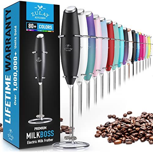 Zulay Original Milk Frother Handheld Foam Maker for Lattes - Whisk Drink Mixer for Coffee, Mini Foamer for Cappuccino, Frappe,...