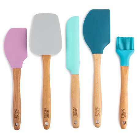 Thyme & Table Silicone Utensils, 5 Piece Set, Spatulas and Basting Brush