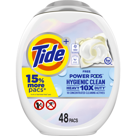 Tide Hygienic Clean Free Power PODS Laundry Detergent, 48 count, Unscented