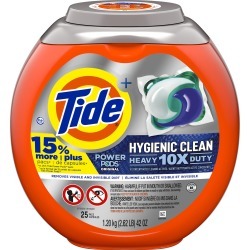 Tide Hygienic Clean Heavy 10x Duty Power PODS Laundry Detergent Pacs - Original, 25 Count