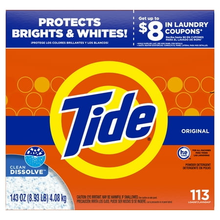 Tide Powder Laundry Detergent, Original Scent, 113 Loads, 143 oz