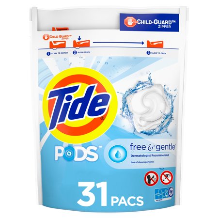 Tide Pods Free and Gentle, Liquid Laundry Detergent Pacs, 31 Count