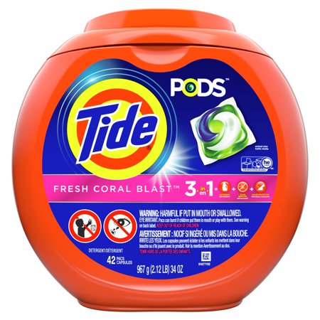 Tide Pods Fresh Coral Blast, 42 Ct Laundry Detergent Pacs