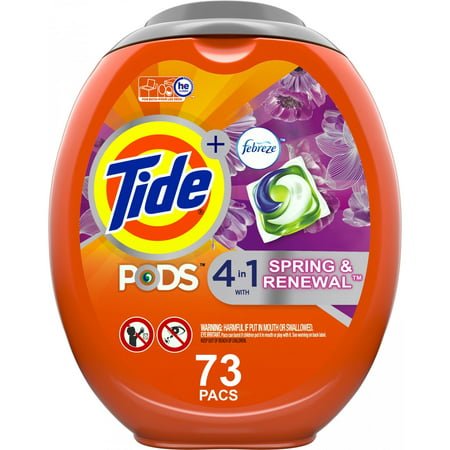 Tide Pods Plus Febreze Spring & Renewal, 73 Ct Laundry Detergent Pacs