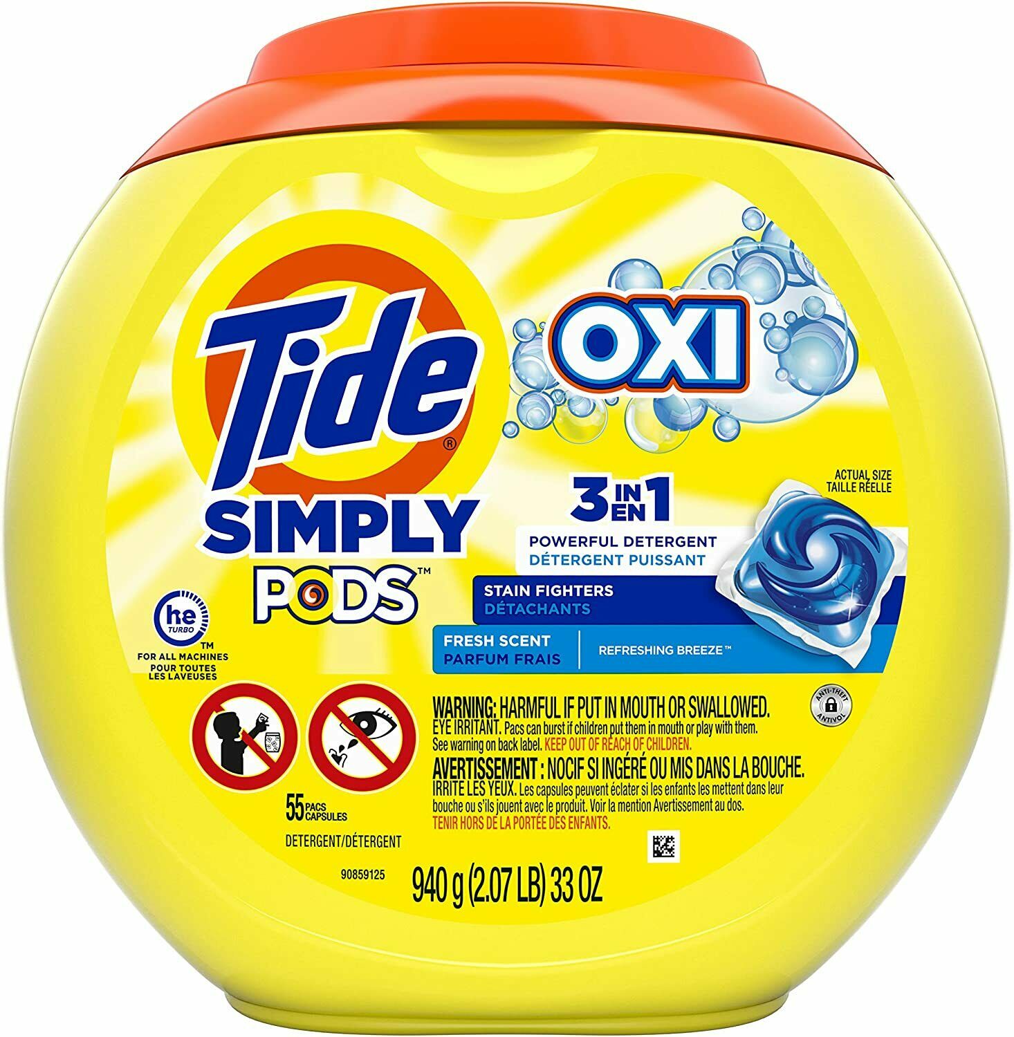 Tide Simply Pods +oxi Liquid Laundry Detergent Pacs Capsules, Refreshing...