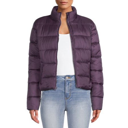 Time and Tru Women's and Women's Plus Cropped Puffer Jacket