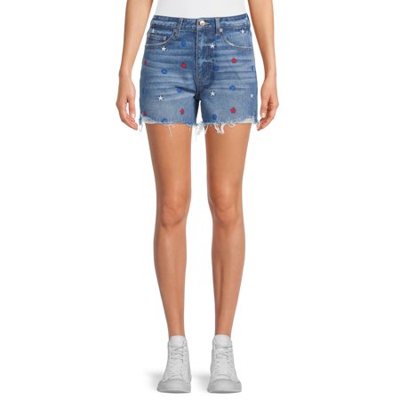 Time and Tru Women's Embroidered Denim Shorts
