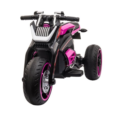 TOBBI 12V Kids Ride on Motorcycle Battery Powered Ride on Electric 3 Wheel Motorbike with LED Headlight, Horn, Rose Red