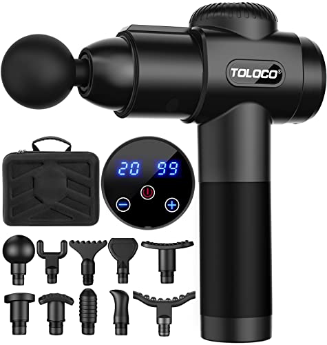 TOLOCO Massage Gun, Upgrade Percussion Muscle Massage Gun for Athletes, Handheld Deep Tissue Massager, Black On Sale At Amazon.com