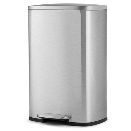 Topbuy Stainless Steel Trash Garbage Can Airtight Silent Step Bin, 13.2 Gallon