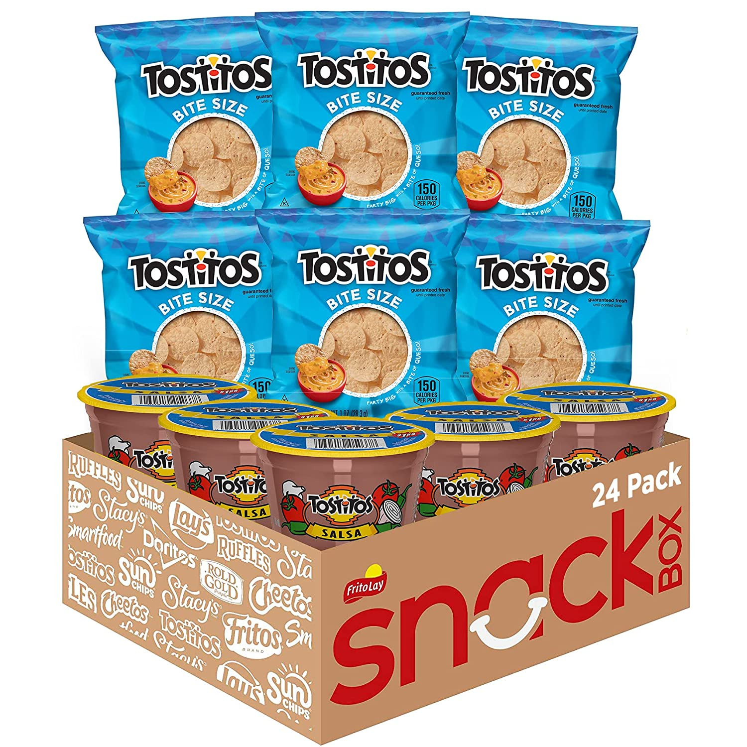 Tostitos Bite Size Rounds & Salsa Dip Cups Variety Pack, Single Serve Portions (