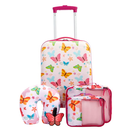 Tprc 5-Piece Kid'S Hard-Side Travel Luggage Set - Butterfly