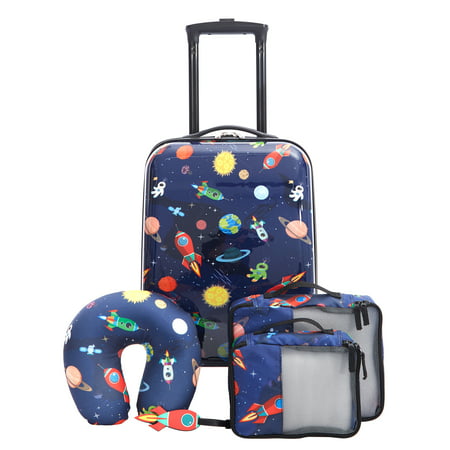 Tprc By Travelers Club 5-Piece Kid'S Hard Side Luggage Travel Set With 18&Quot; Spinner Rolling Carry-On- Space