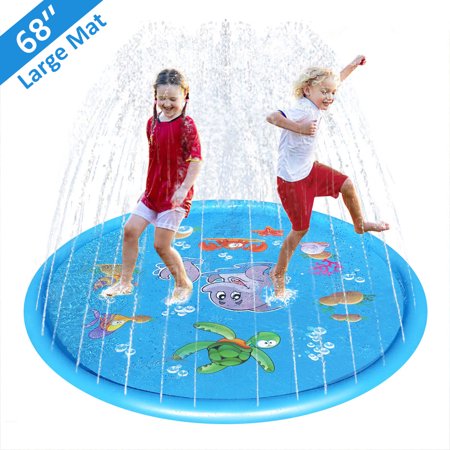 TQS 68" Splash Pad for Kids Infants Toddlers Water Splash Fun Mats Lawn Games Sprinkler for Children Garden Summer Party Inflatable Outdoor Play Mat Toy