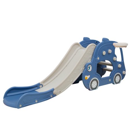 Transer Foldable Toddler Slide Children Slides w/Basketball Hoop & Ball & Music Kids Play Slide Ideal for Indoor and Outdoor Play