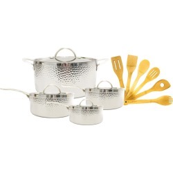 Tri-Ply 10 Piece Cookware Set, Hammered