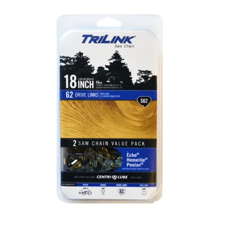 Trilink S62 - 18" 2 Pack Replacement Saw Chain; 62 Drive Links