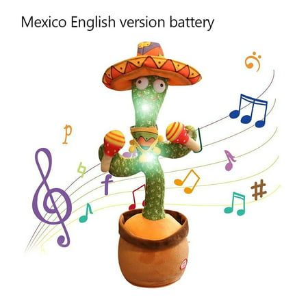 TureClos Dancing Toy Cactus Shape Shake Singing Toy Plant Electric Twisting Children Gift Supply, English