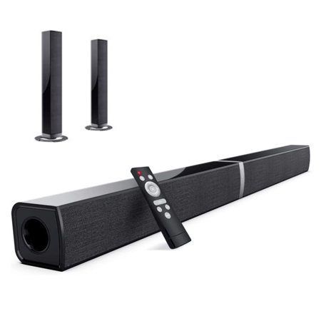 TV Sound Bars 2020D Split Soundbar Wired & Wireless Bluetooth Sound Bars with 3D Surround Sound System 30 Inch Home Theater TV Audio Speaker (Optical/HDMI/AUX/Remote Control/Bases)