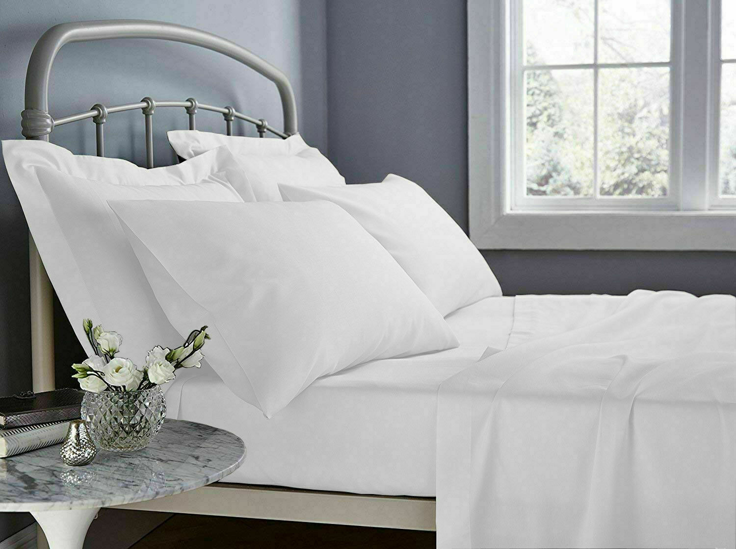 Twin XL/Queen/King Hotel Style in White Solid 700 TC 100% Cotton Bedding Items