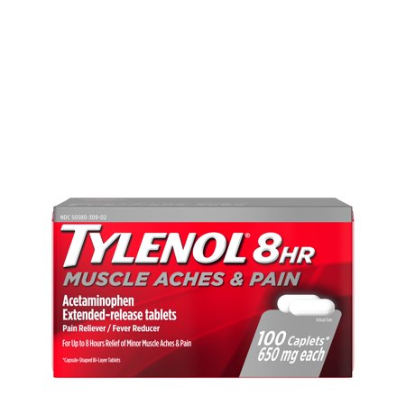 Tylenol 8 Hour Muscle Aches & Pain Tablets with Acetaminophen, 100 ct