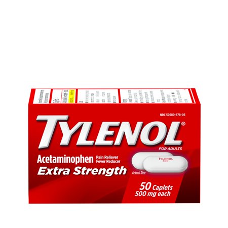 Tylenol Extra Strength Pain Caplets with 500 mg Acetaminophen, 50 ct