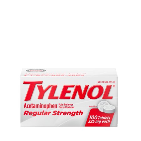 Tylenol Regular Strength Tablets with 325 mg Acetaminophen, 100 ct