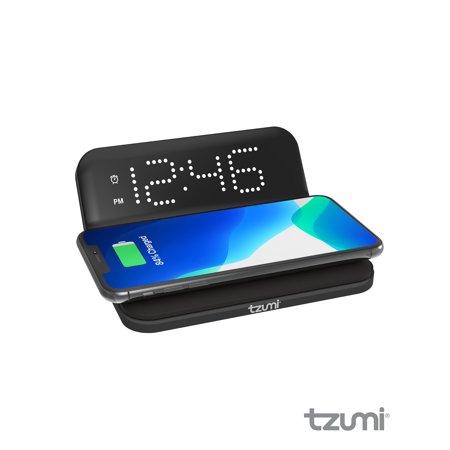 Tzumi Wireless Charging Alarm Clock with LED Display and Snooze Feature