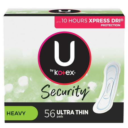 U by Kotex Security Ultra Thin Feminine Pads, Heavy, 56 Count