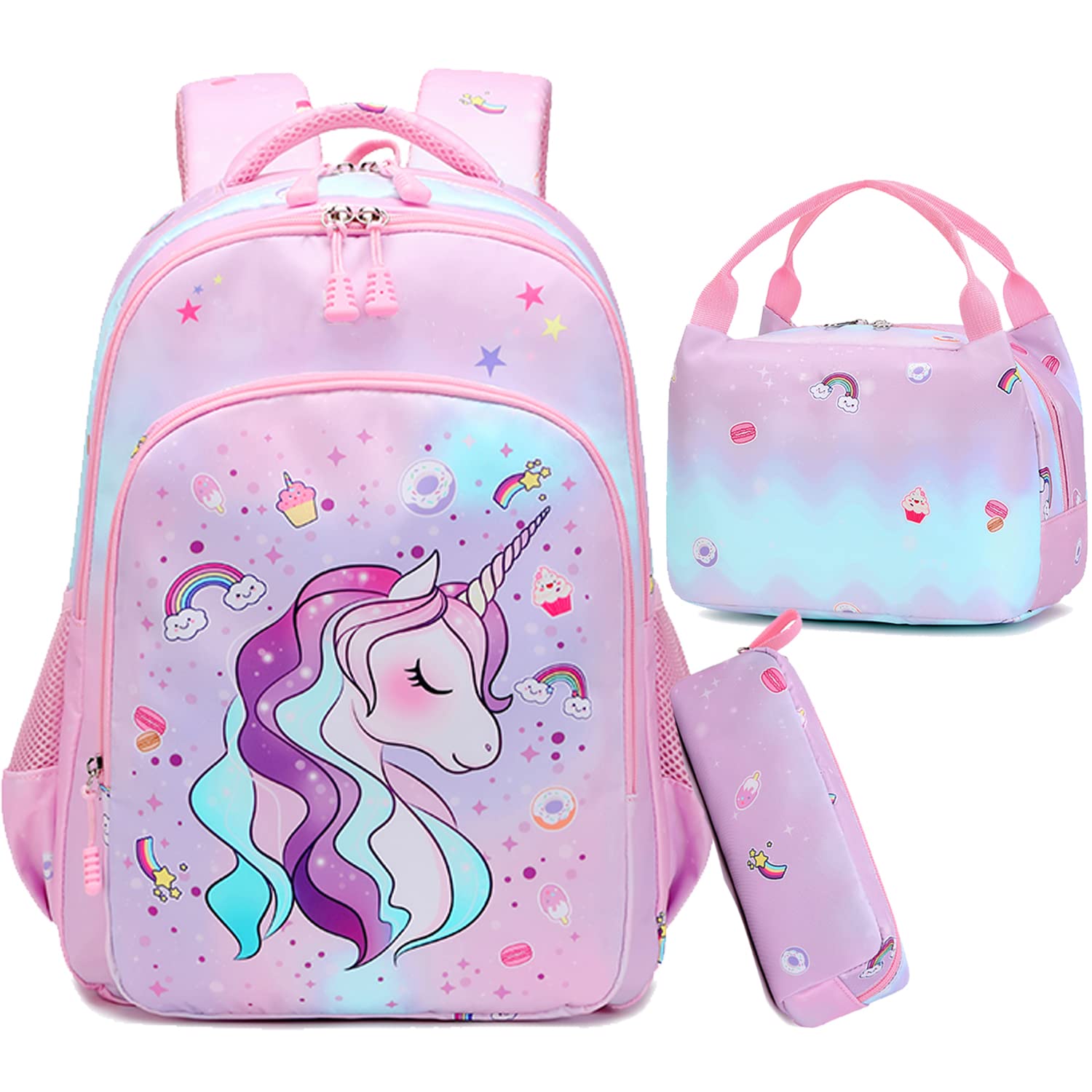 Unicorn Backpack for Girls School Backpack for Girls Unicorn Bookbag School Bag Set for Elementary Back to School on Sale At Amazon - Back To School Deal