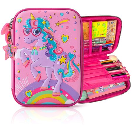 Unicorn Pencil Case for Girls, 3D Cute EVA Unicorn Pen Pouch Stationery Box Anti-Shock Large Capacity Multi-Compartment for School Students Teens Kids Girls Boys