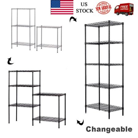 [US IN STOCK] 5 Tier Wire Shelving, Metal Storage Rack Adjustable Shelf Standing, Durable Organizer Unit Perfect for Laundry Bathroom Kitchen Pantry Closet